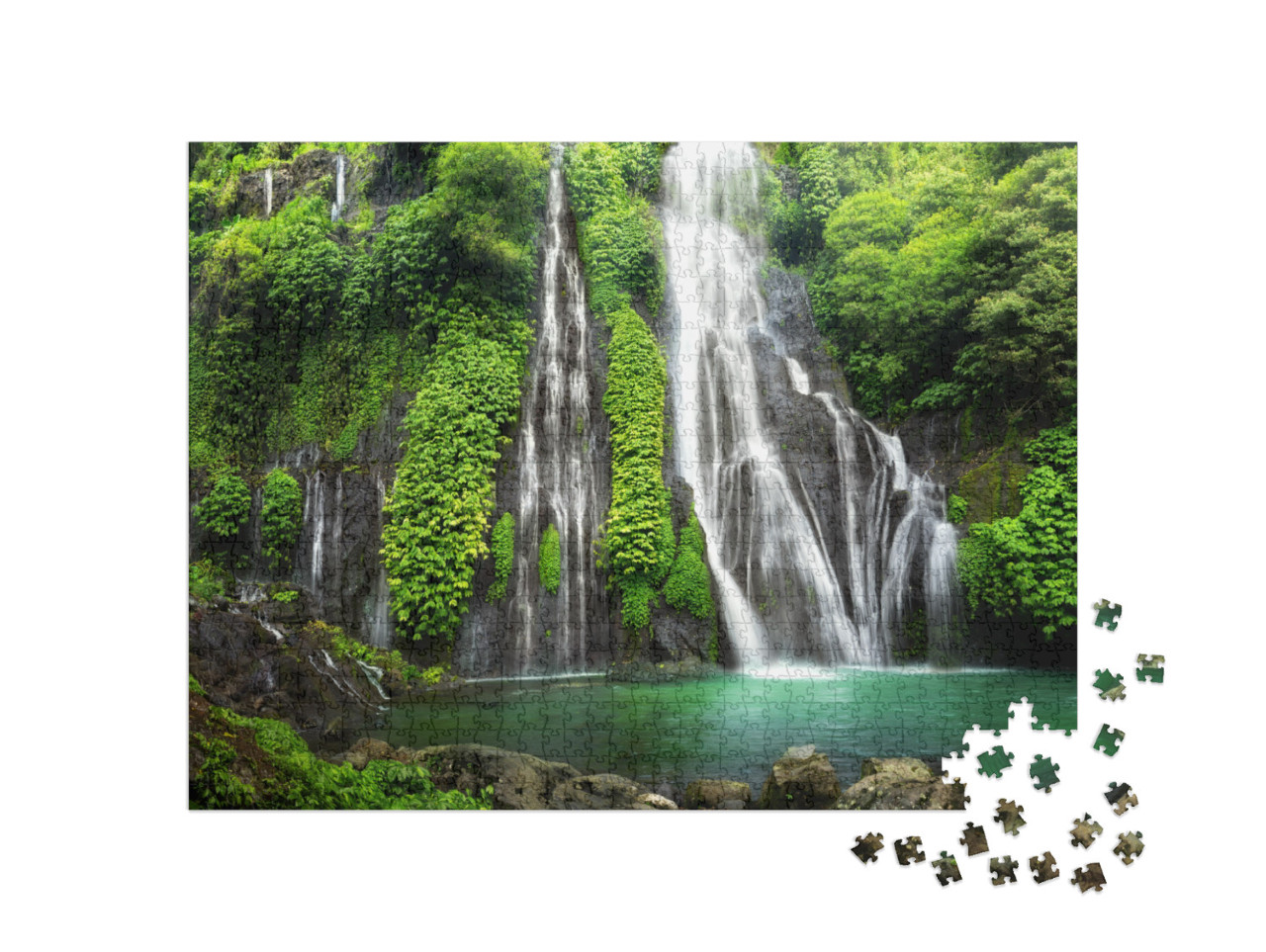 Puzzel 1000 stukjes „Waterval in de jungle in het tropisch regenwoud“