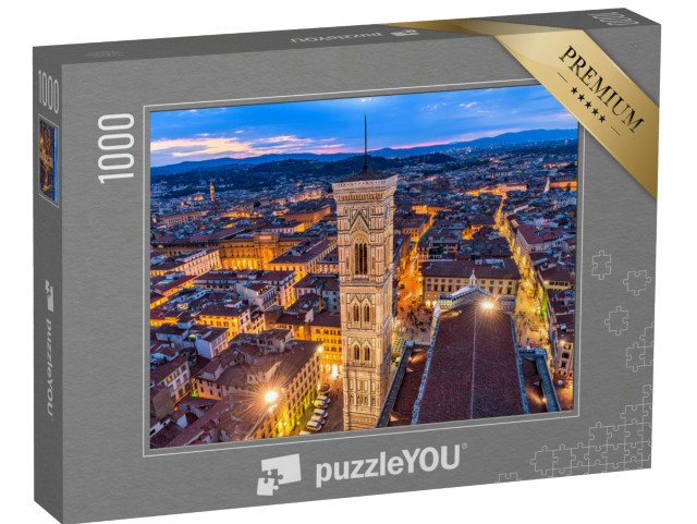 Puzzel 1000 stukjes „Luchtfoto in de schemering van Giotto's Campanile, historisch centrum van Florence“
