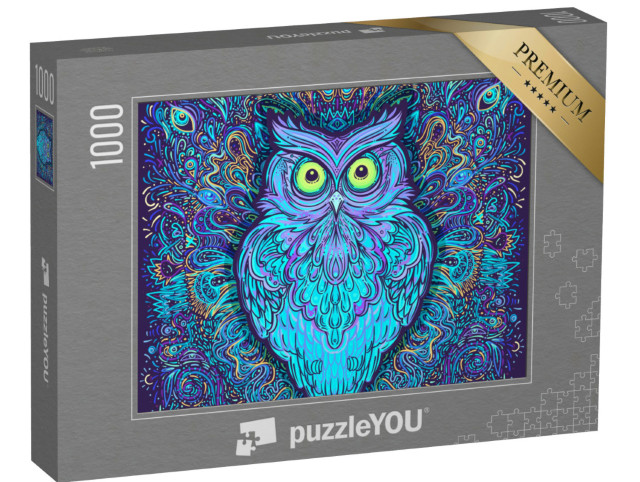 Puzzel 1000 stukjes „Abstracte uil en psychedelische patronen“