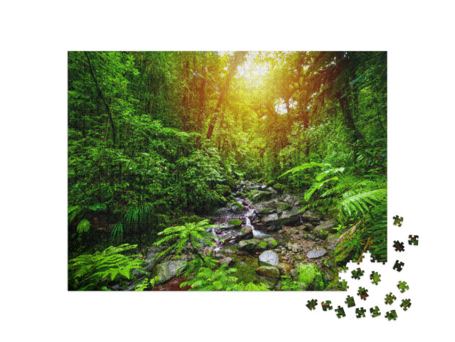 Puzzel 1000 stukjes „Kleine kreek in de jungle van Guadeloupe, Kleine Antillen, Caraïben“