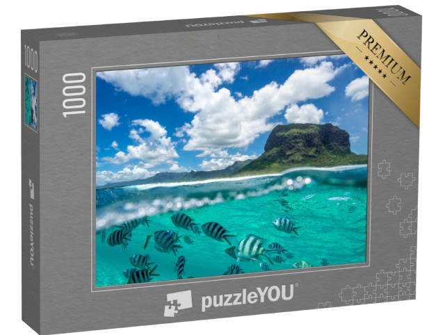 Puzzel 1000 stukjes „Twee werelden ontmoeten elkaar - bergen en onderwaterwereld verenigd in één foto“