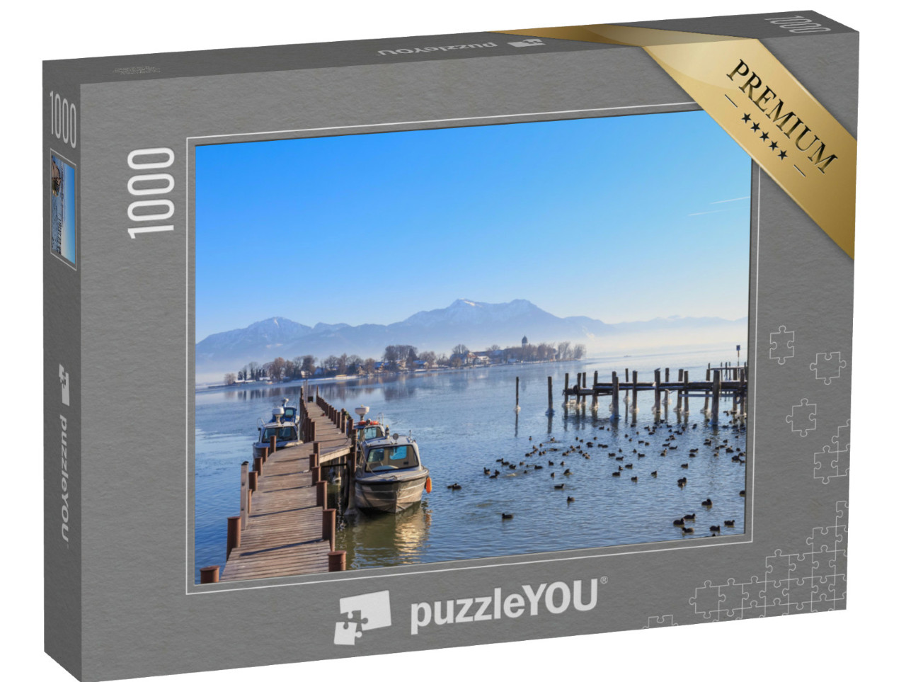 Puzzel 1000 stukjes „Boten aan de steiger in Gstadt am Chiemsee, Beieren, Duitsland“