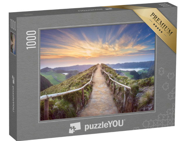 Puzzel 1000 stukjes „Wandelpad met uitzicht op de meren van Ponta Delgada op de Azoren“
