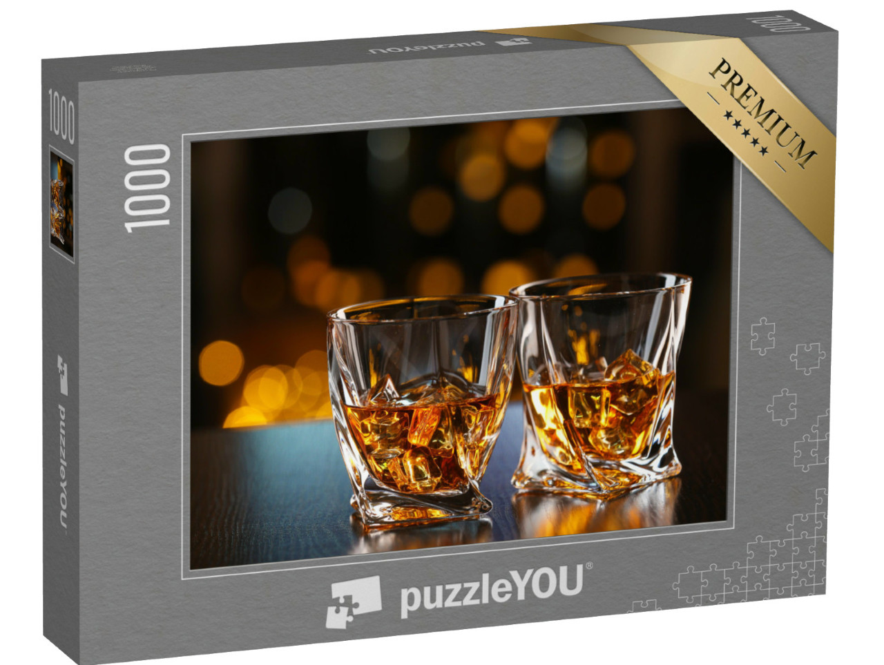 Puzzel 1000 stukjes „Glazen whisky op een tafel“