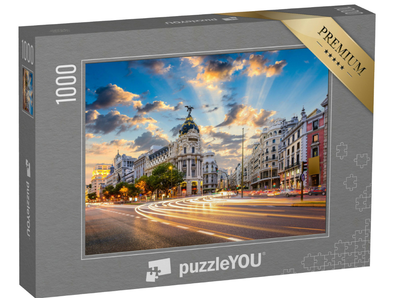 Puzzel 1000 stukjes „Stadsgezicht van Madrid met Calle de Alcala en Gran Via, Spanje“