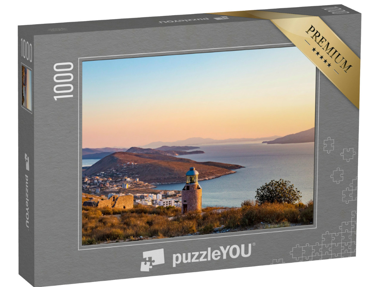 Puzzel 1000 stukjes „Prachtige zonsondergang op de Ionische Zee, Saranda, Albanië“