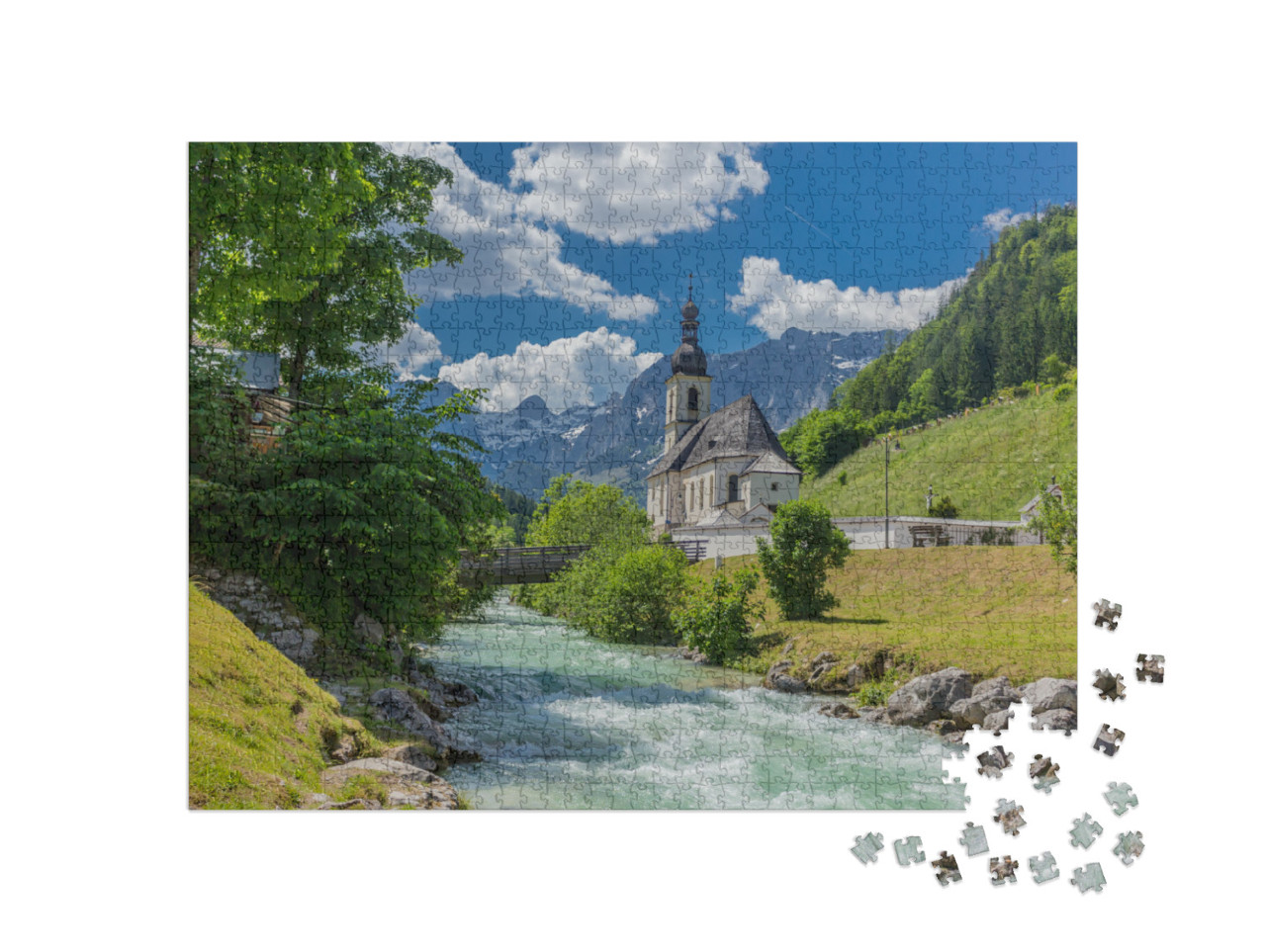 Puzzel 1000 stukjes „Berchtesgaden uitlopers van de Alpen: Ramsau en omgeving“