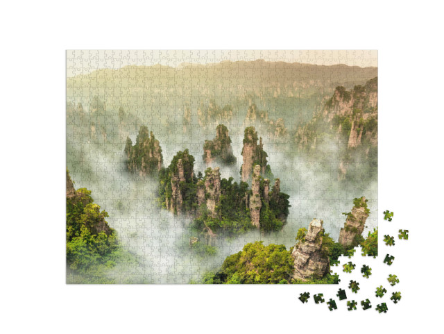 Puzzel 1000 stukjes „Zhangjiajie: Klifberg bij Wulingyuan Hunan, China“