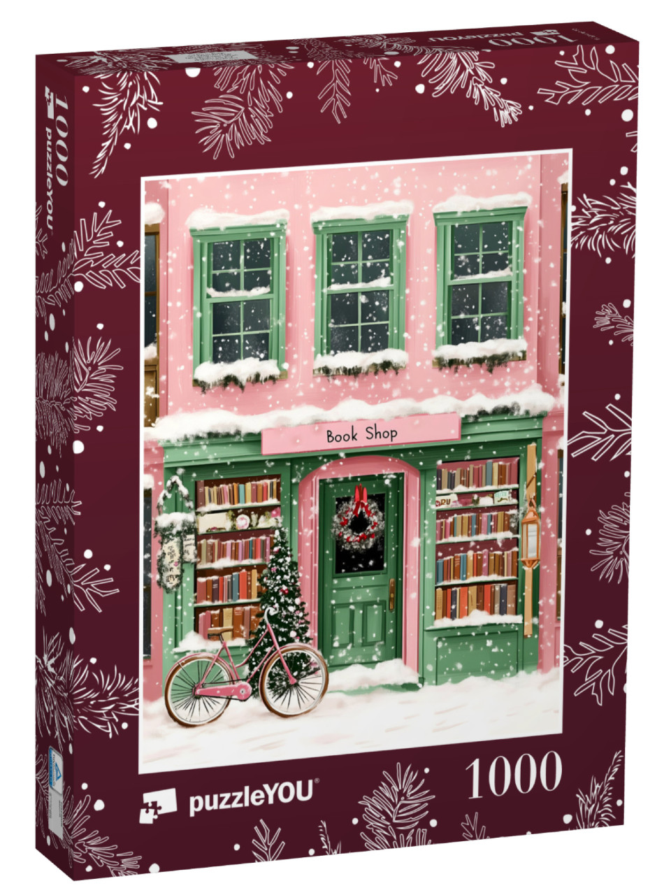 Puzzel 1000 stukjes „Librairie décorée pour Noël“