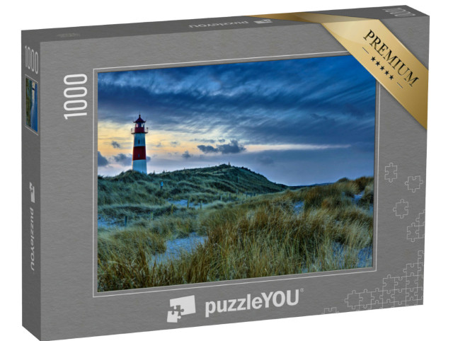 Puzzel 1000 stukjes „Zonsondergang bij de vuurtoren op Sylt, Lijst, Duitsland“
