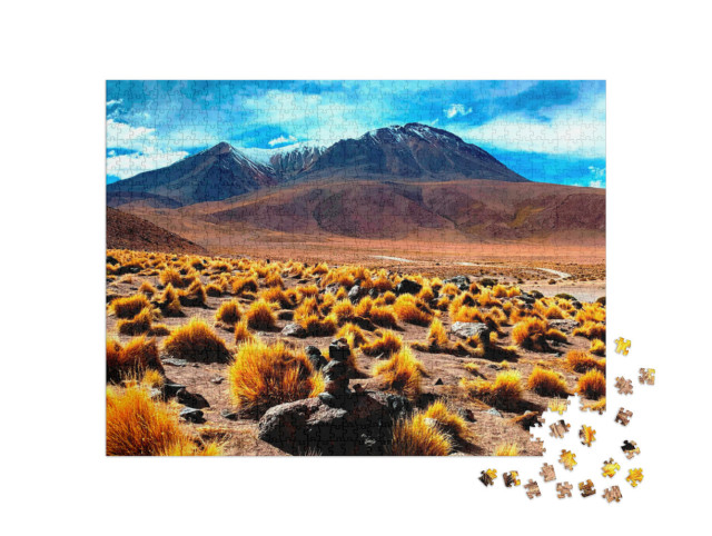 Puzzel 1000 stukjes „Hooglanden van Bolivia bij de Canapa vulkaan“