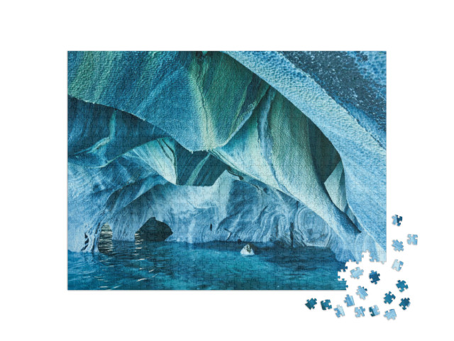 Puzzel 1000 stukjes „Turquoise marmeren grotten van Patagonië, Chili“