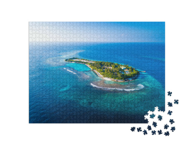 Puzzel 1000 stukjes „Luchtfoto van een tropisch eiland in de Indische Oceaan, Malediven“