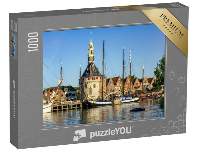 Puzzel 1000 stukjes „Historische Hoofdtoren in de haven van Hoorn, Noord-Holland“