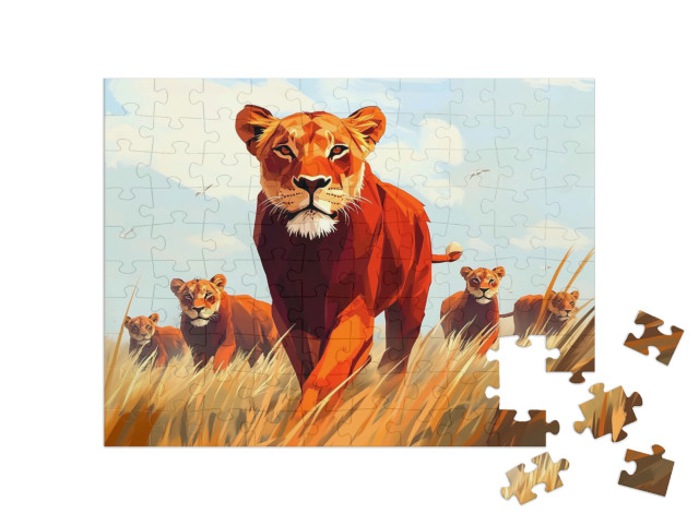 Puzzel 100 stukjes „De kleine leeuwenfamilie“