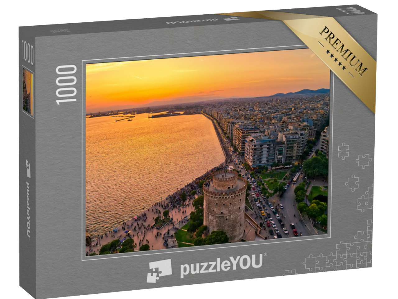 Puzzel 1000 stukjes „Witte toren van Thessaloniki bij zonsondergang, Griekenland“