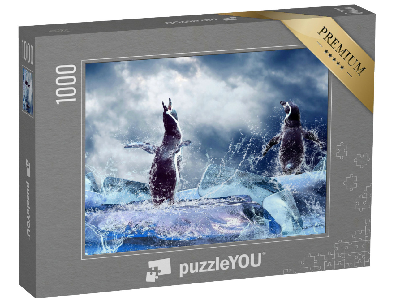 Puzzel 1000 stukjes „Een pinguïn op het ijs“