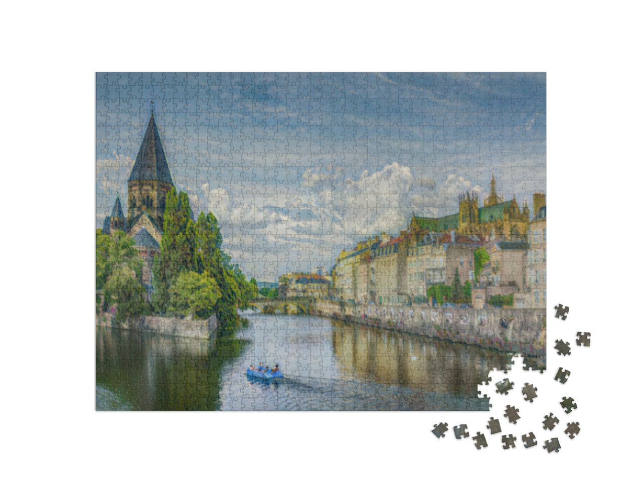 Puzzel 1000 stukjes „in de kunststijl van Claude Monet - Metz, Lotharingen - Puzzelverzameling Kunstenaars & Schilderijen“