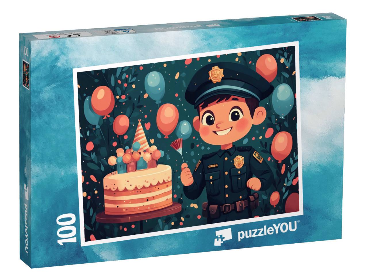 Puzzel 100 stukjes „Verjaardagstaart op het politiebureau“
