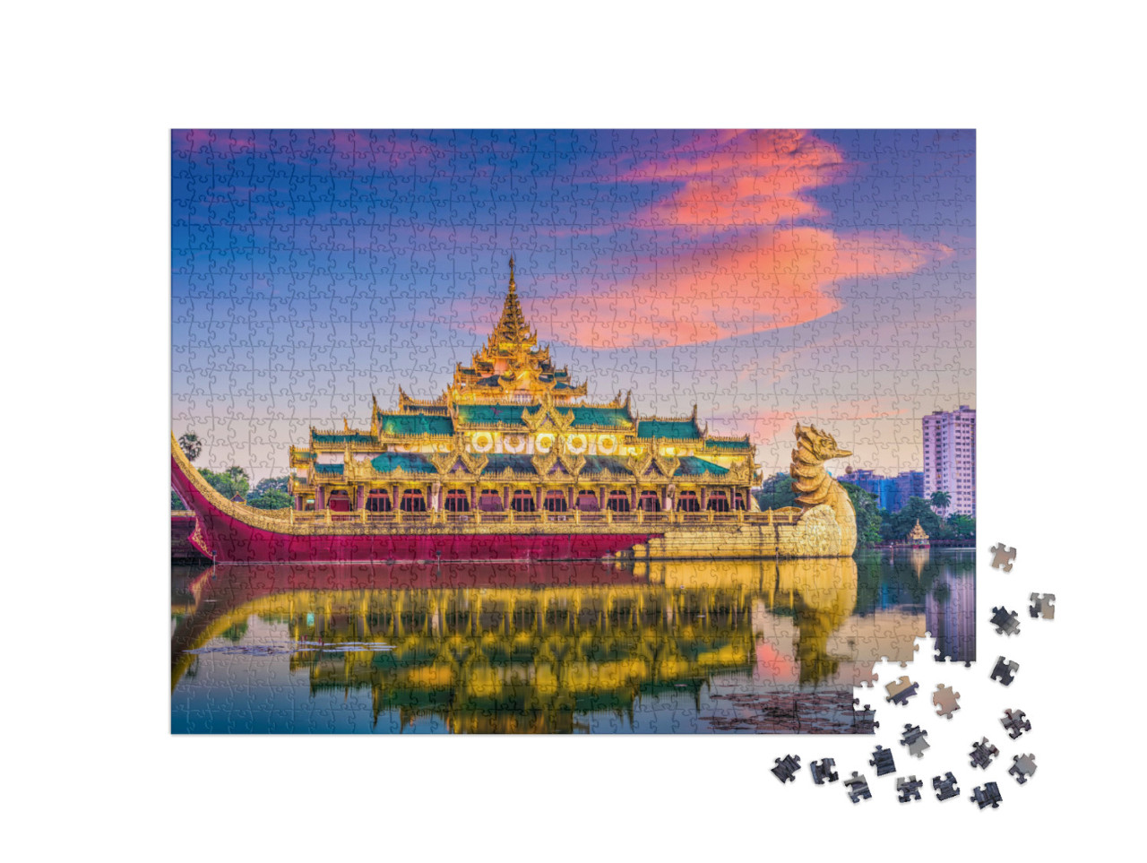 Puzzel 1000 stukjes „Prachtig Karaweik Paleis, Yangon“