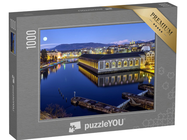 Puzzel 1000 stukjes „Genève in de avond, Zwitserland“