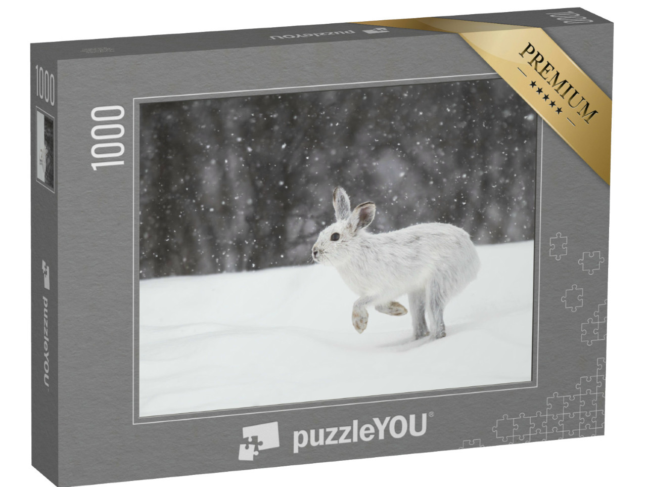 Puzzel 1000 stukjes „Witte berghaas in de Canadese winter“