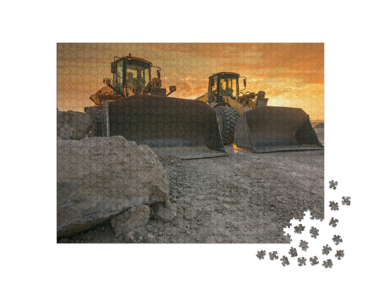 Puzzel 1000 stukjes „Twee graafmachines met shovel, klaar voor actie“