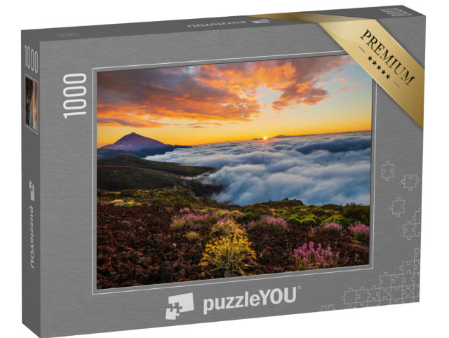 Puzzel 1000 stukjes „Zonsondergang boven de wolken in het nationale park van de vulkaan Teide, Tenerife“
