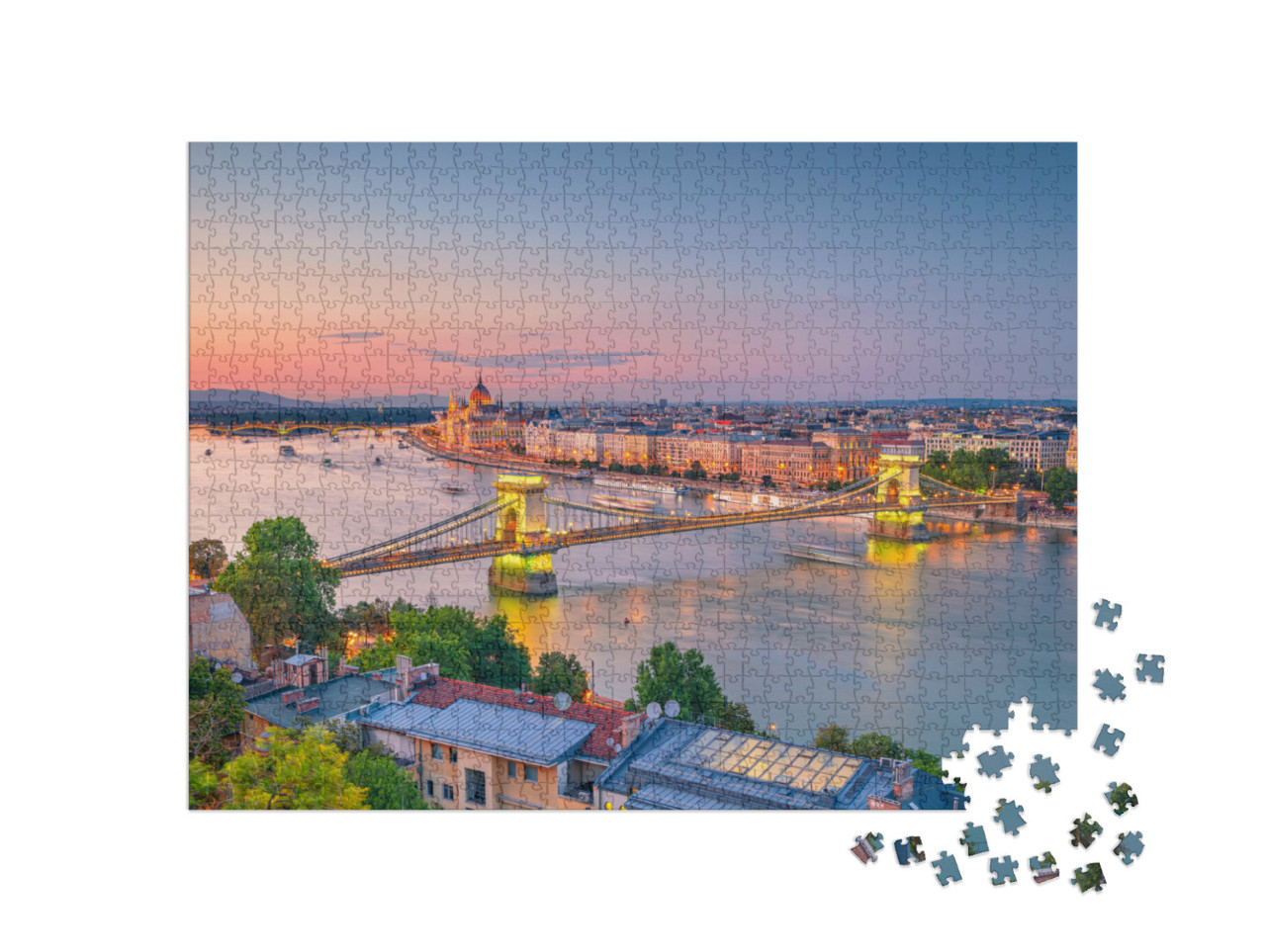 Puzzel 1000 stukjes „Boedapest aan de Donau“