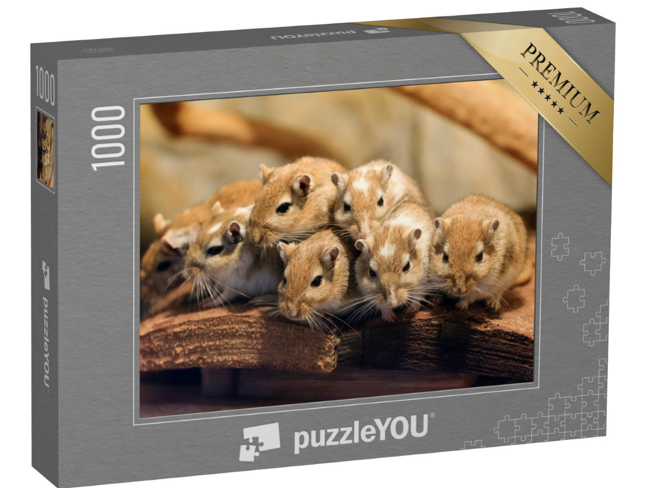 Puzzel 1000 stukjes „Mongoolse gerbils in een dicht opeengepakte groep“