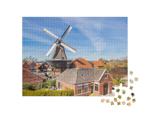 Puzzel 1000 stukjes „Historische molen in Winsum“