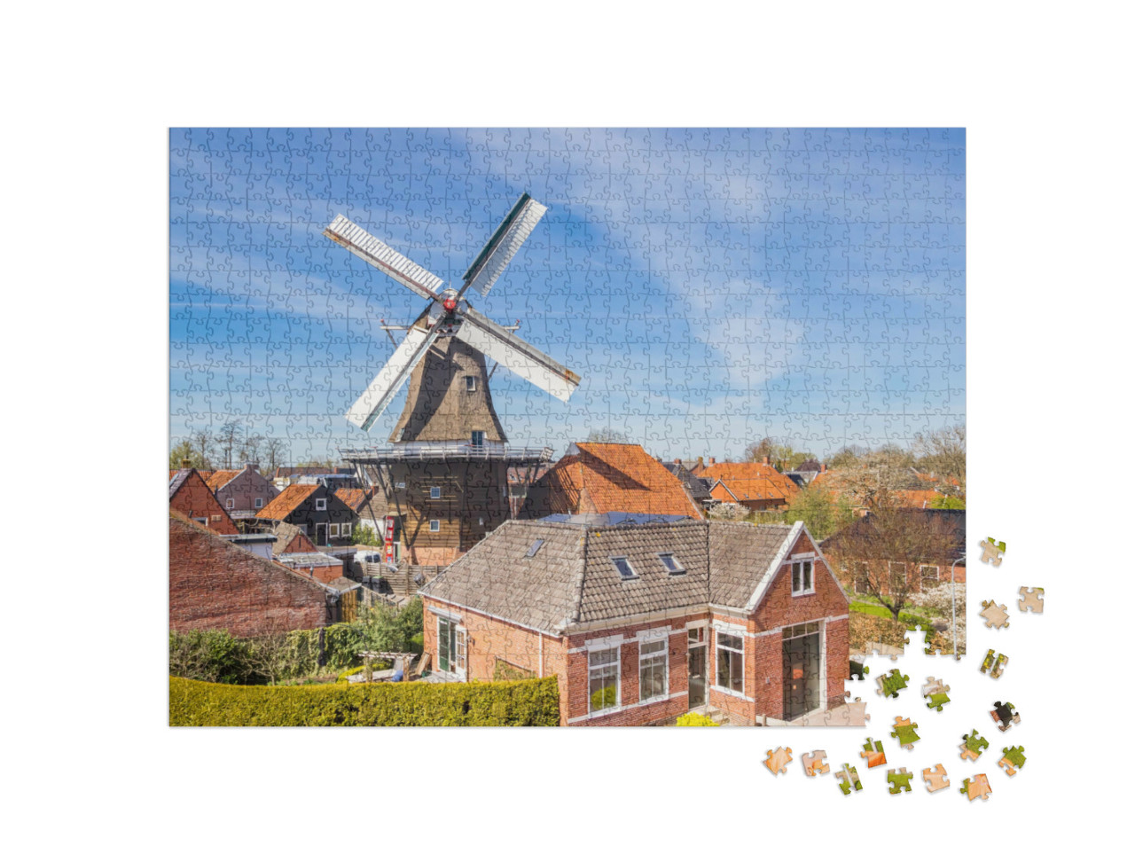 Puzzel 1000 stukjes „Historische molen in Winsum“