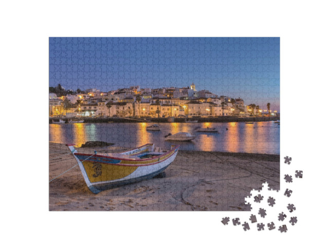 Puzzel 1000 stukjes „Zonsondergang in de baai van Ferragudo, Portimao“