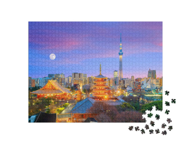 Puzzel 1000 stukjes „Skyline van Tokio bij schemering, Japan“