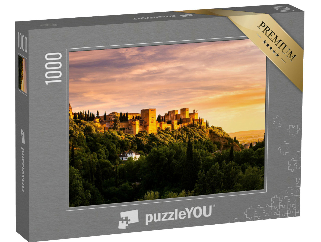 Puzzel 1000 stukjes „Betoverende zonsondergang boven het Alhambra, Granada, Spanje“