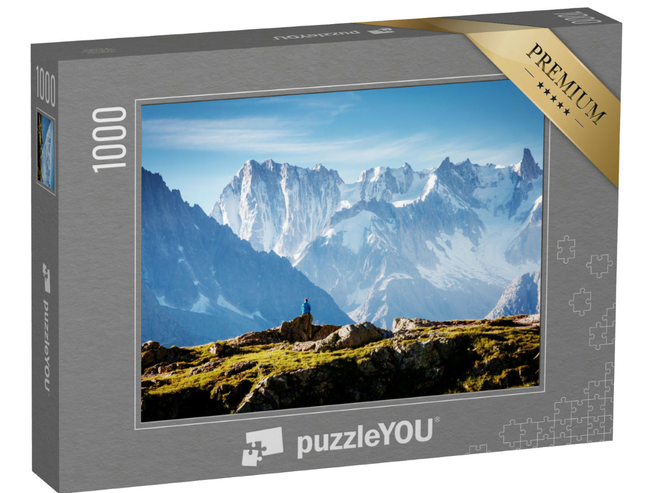 Puzzel 1000 stukjes „De Mont Blanc-gletsjer met Lac Blanc, Frankrijk“