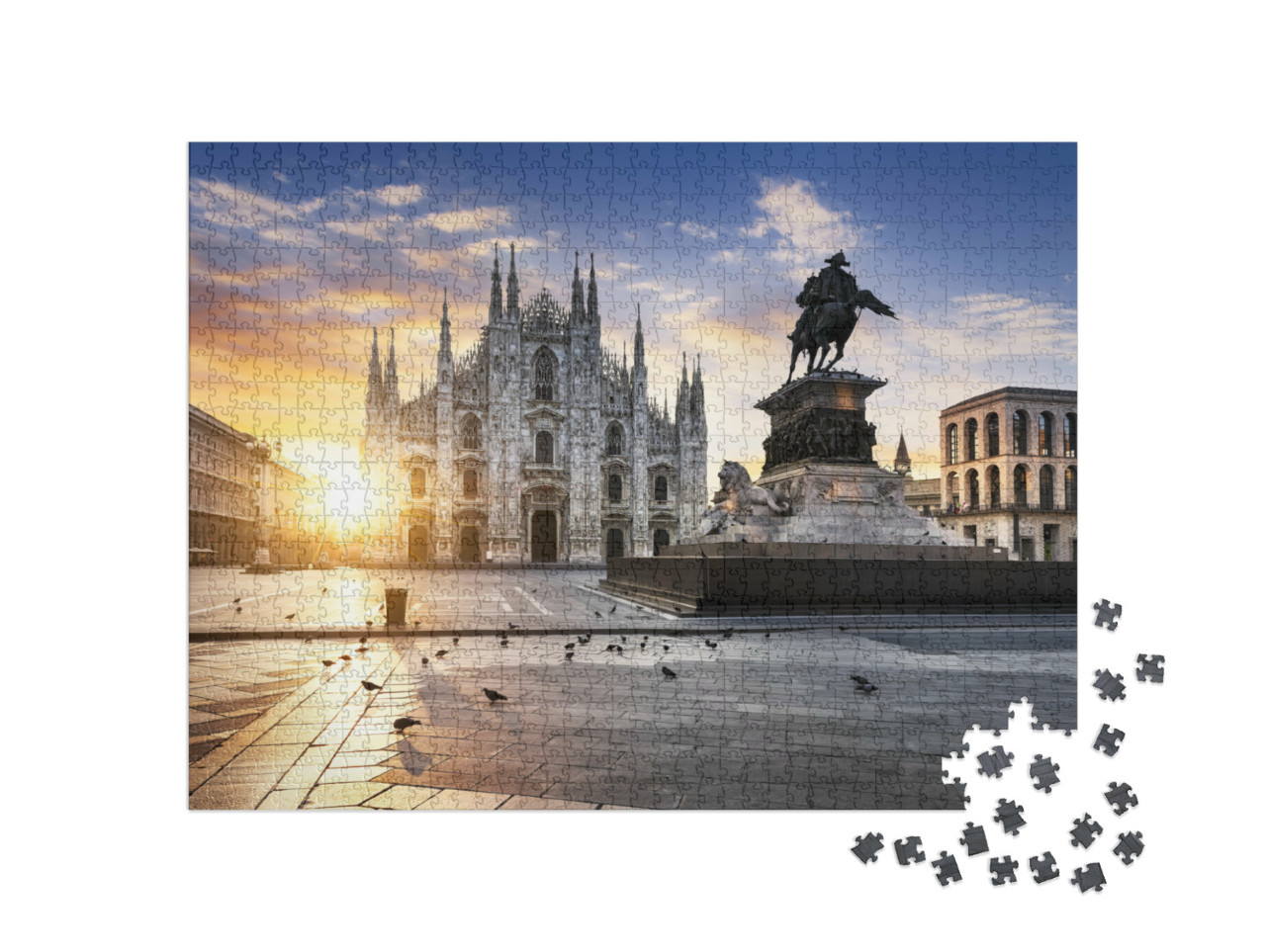 Puzzel 1000 stukjes „Duomo bij zonsopgang, Milaan, Europa“