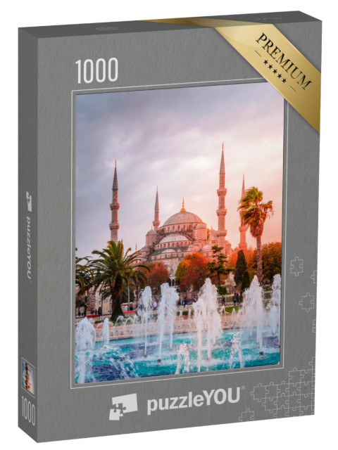 Puzzel 1000 stukjes „De Blauwe Moskee bij zonsondergang, Istanbul, Turkije“