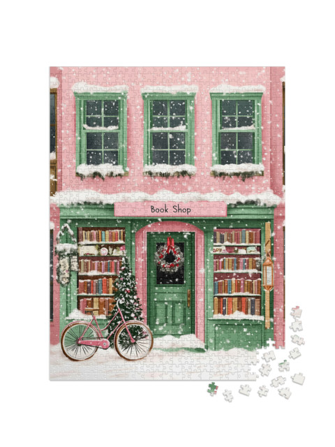 Puzzel 1000 stukjes „Librairie décorée pour Noël“