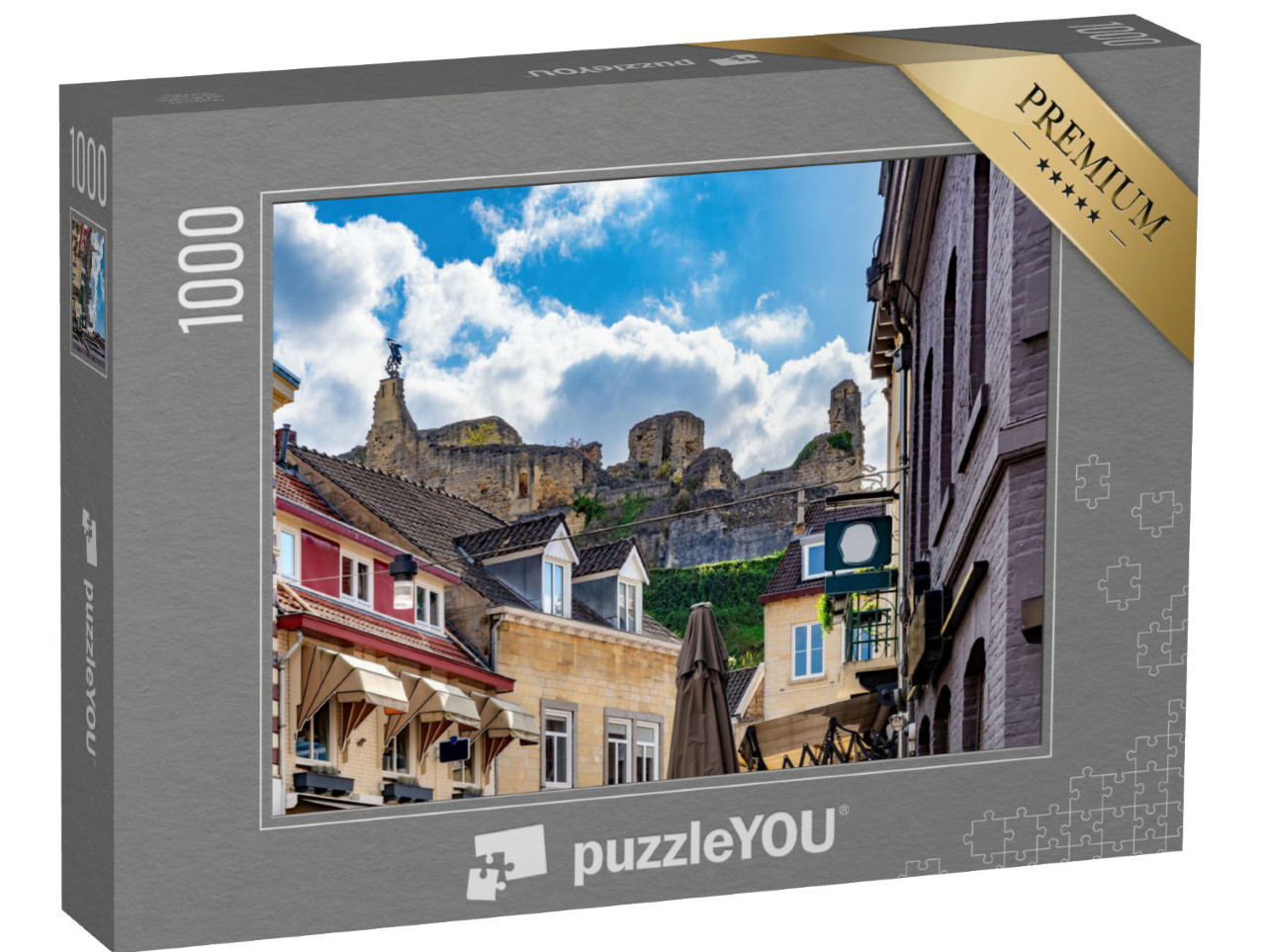 Puzzel 1000 stukjes „Stadsgezicht van de idyllische oude stad Valkenburg met uitzicht op het fort“