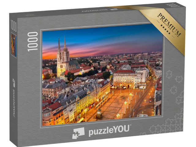 Puzzel 1000 stukjes „Nacht boven het Ban Jelacic-plein, Zagreb, Kroatië“
