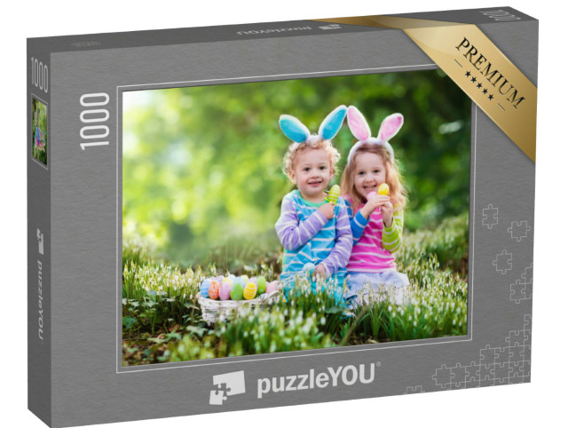 Puzzel 1000 stukjes „Paaseieren zoeken in de tuin“