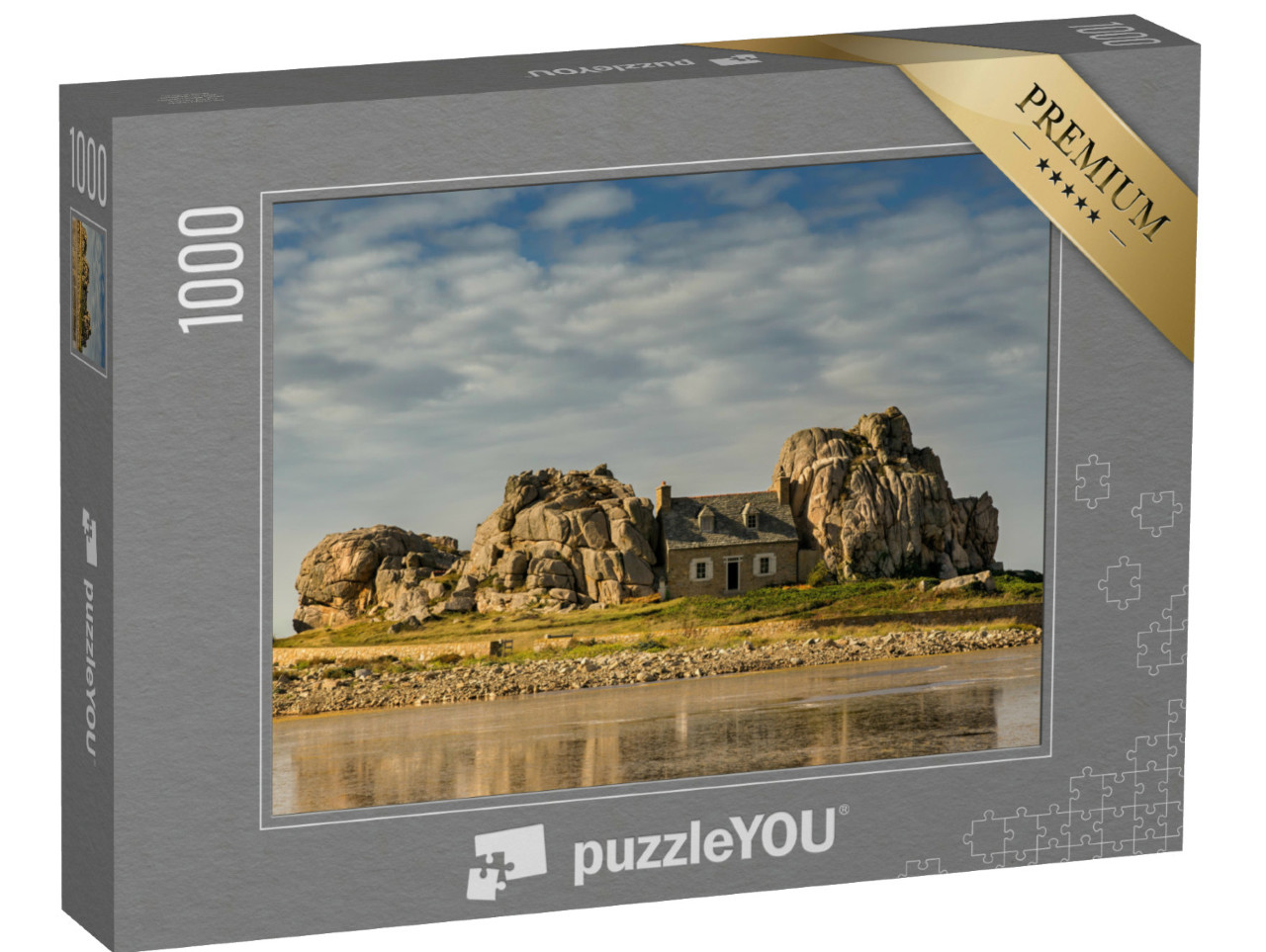 Puzzel 1000 stukjes „Pittoresk huis tussen rotsen, Bretagne, Frankrijk“