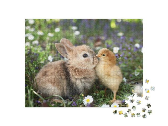 Puzzel 1000 stukjes „Beste vrienden: konijntje en kuiken“