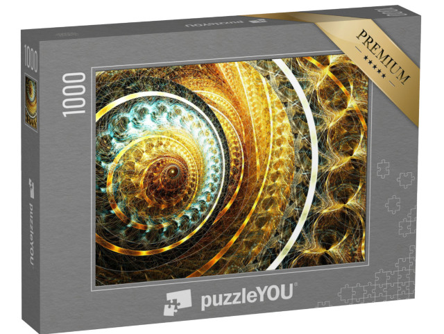 Puzzel 1000 stukjes „Gouden futuristisch uurwerk, illustratie“