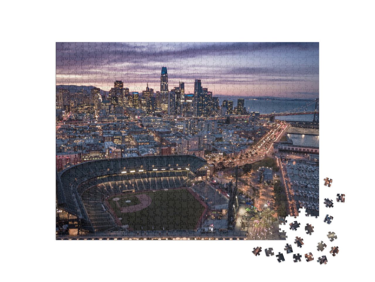 Puzzel 1000 stukjes „Avond boven San Francisco, Californië, Verenigde Staten“