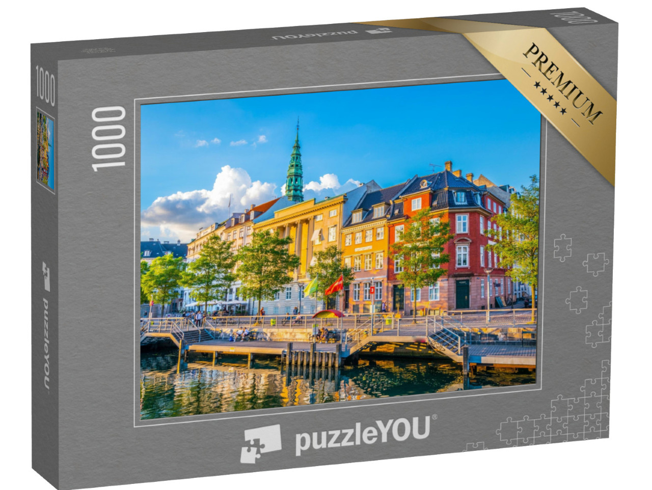 Puzzel 1000 stukjes „Een gracht bij paleis Christiansborg in Kopenhagen“