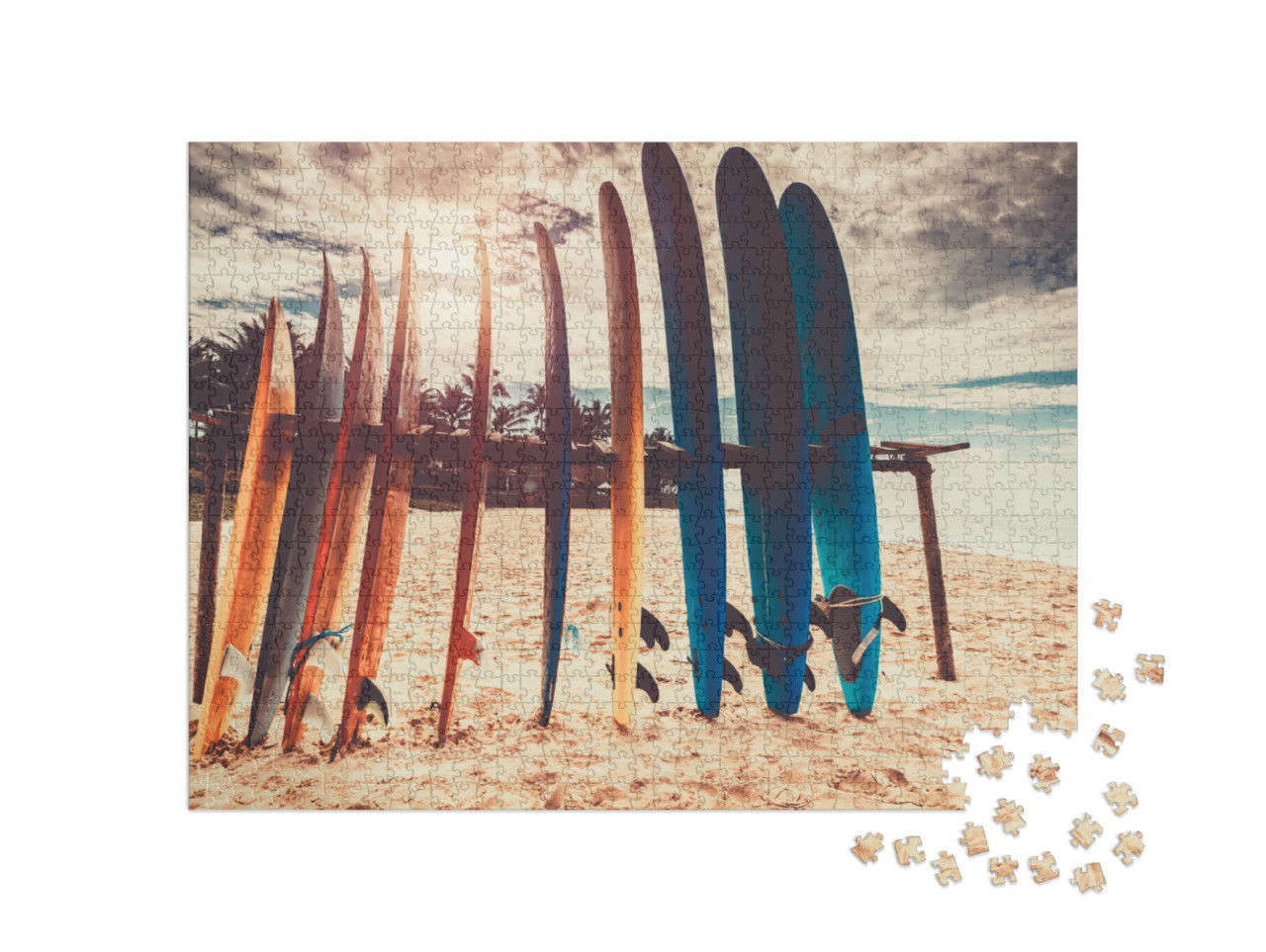 Puzzel 1000 stukjes „Surfplanken op het strand“