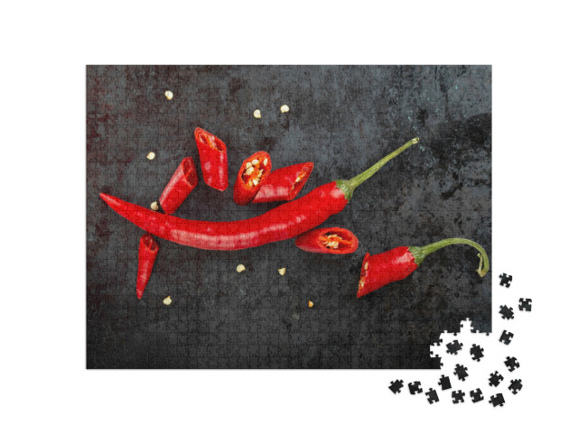 Puzzel 1000 stukjes „Gehakte en hele rode chilipepers“