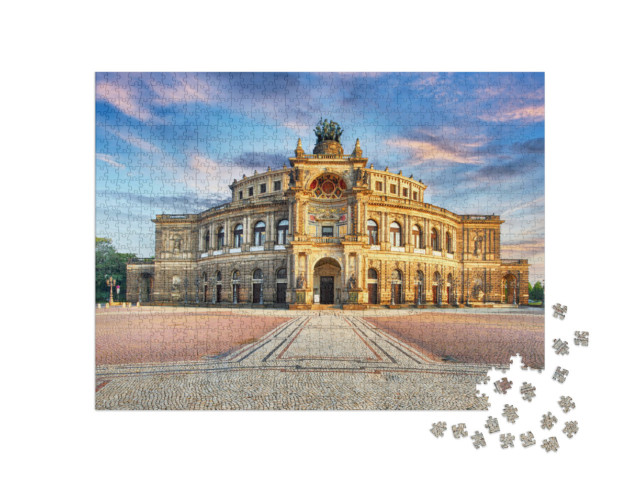 Puzzel 1000 stukjes „Semperoper in Dresden bij nacht, Duitsland“